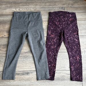 Athleta Stash Pocket Capri Leggings Lot Splat Splatter Purple Plum Gray sz XS